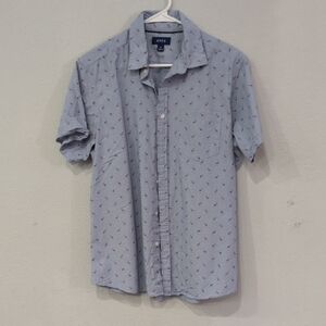 EApt. 9 Light Blue Casual Button Down Shirt with Red Flamingos